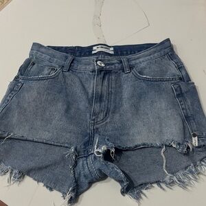 One Teaspoon Blue Distressed Jean Shorts